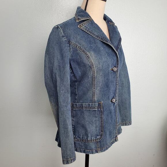 Women Denim Blue Jacket Size L - Picture 3 of 8